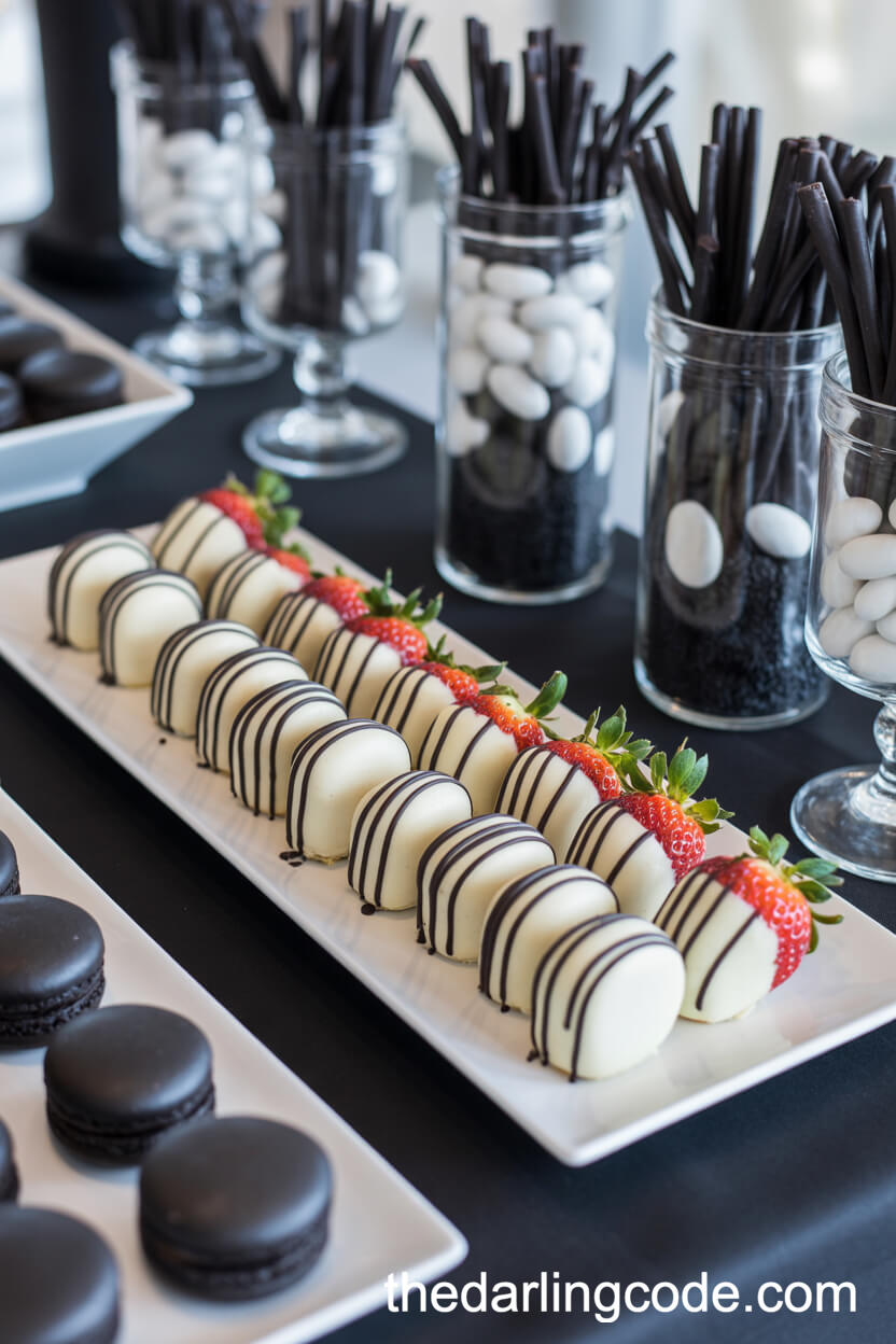 Dessert Table Filled with Monochrome Sweets