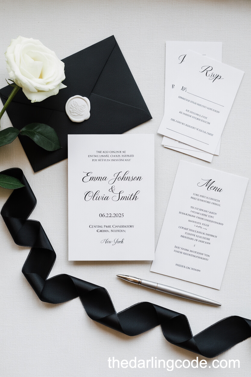 Minimalist Invitation Suite in Classic Black and White