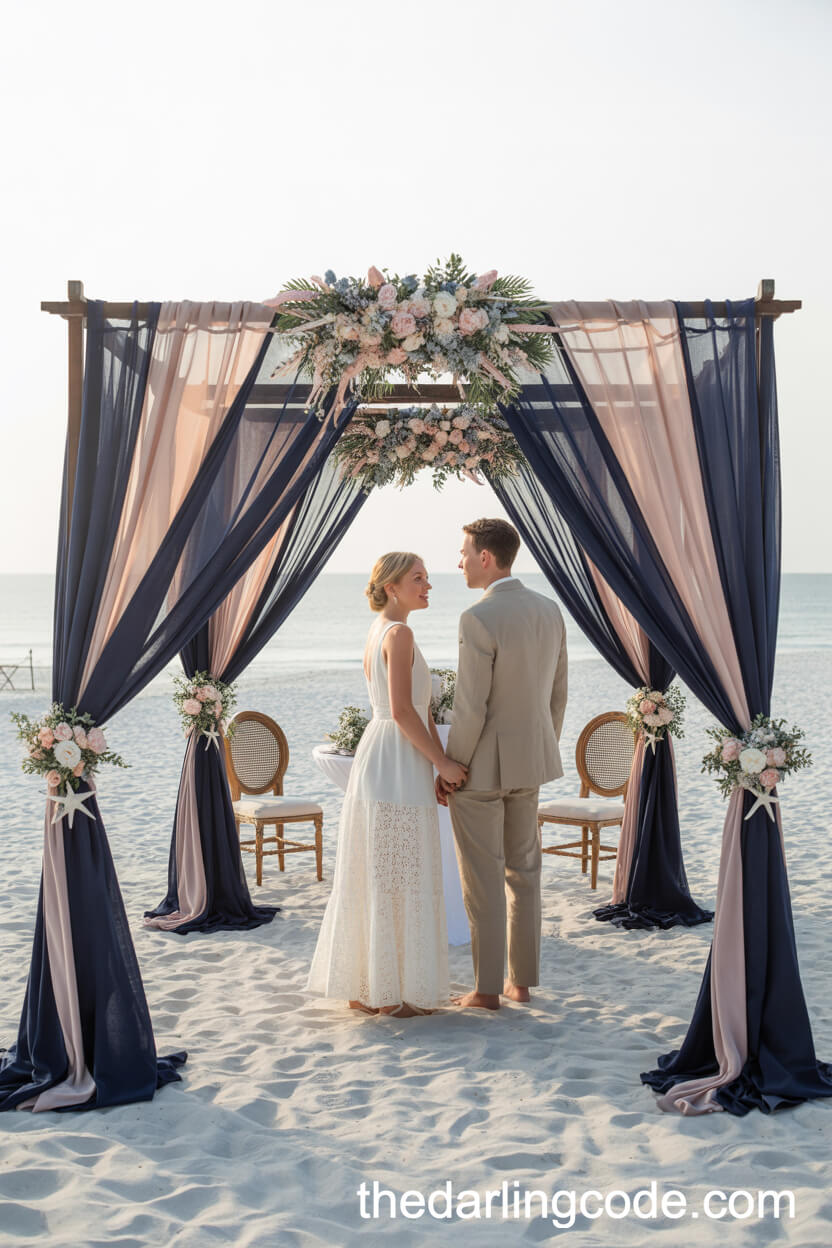 Navy Blue and Blush Pink Beach Wedding Inspiration