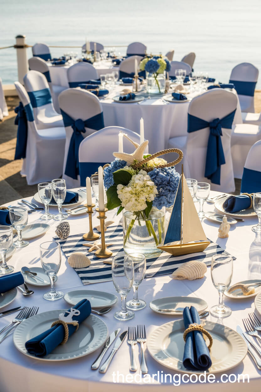 Coastal Nautical Wedding Reception by the Sea