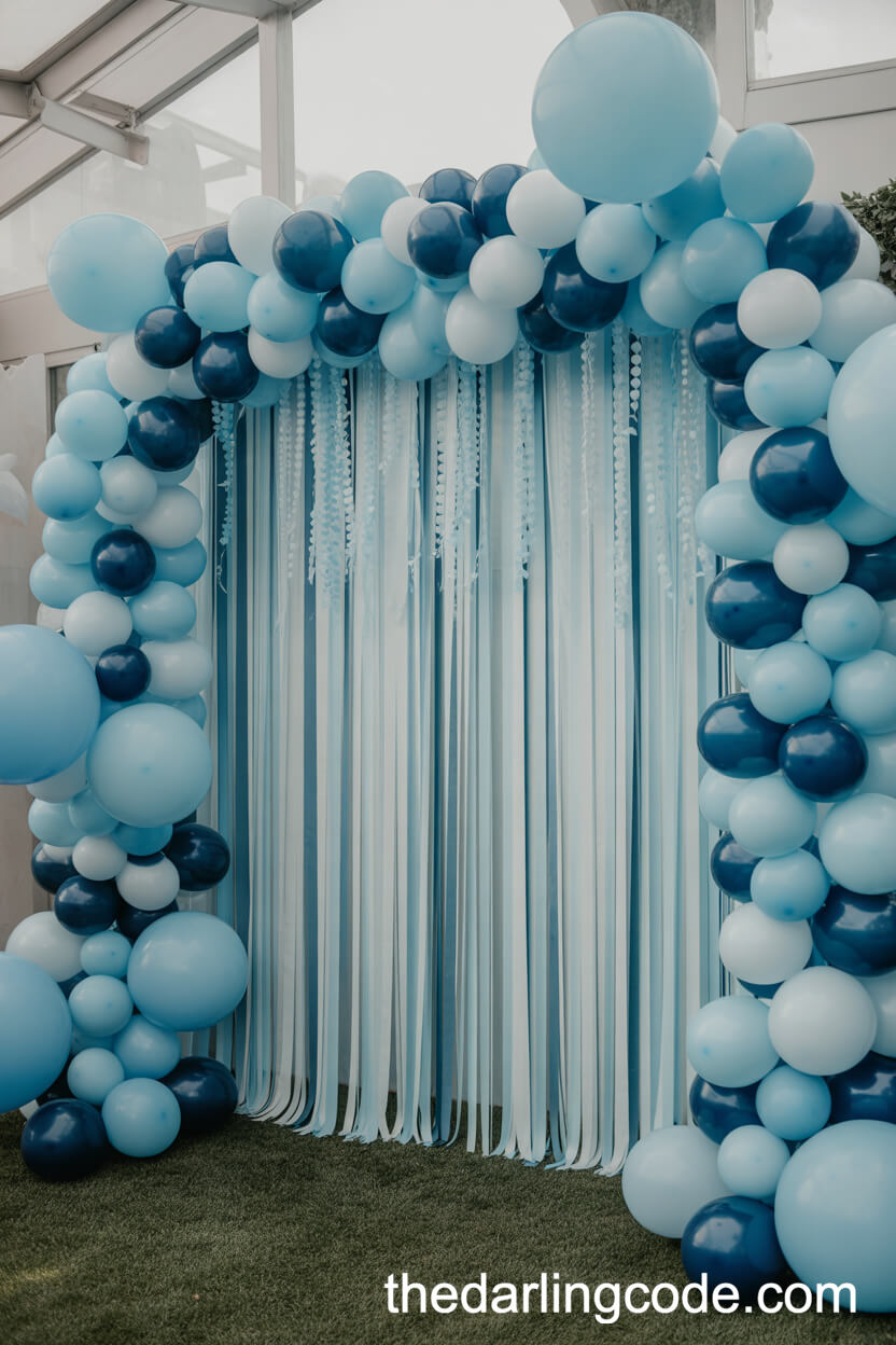 Festive Blue Balloon Wedding Photo Booth