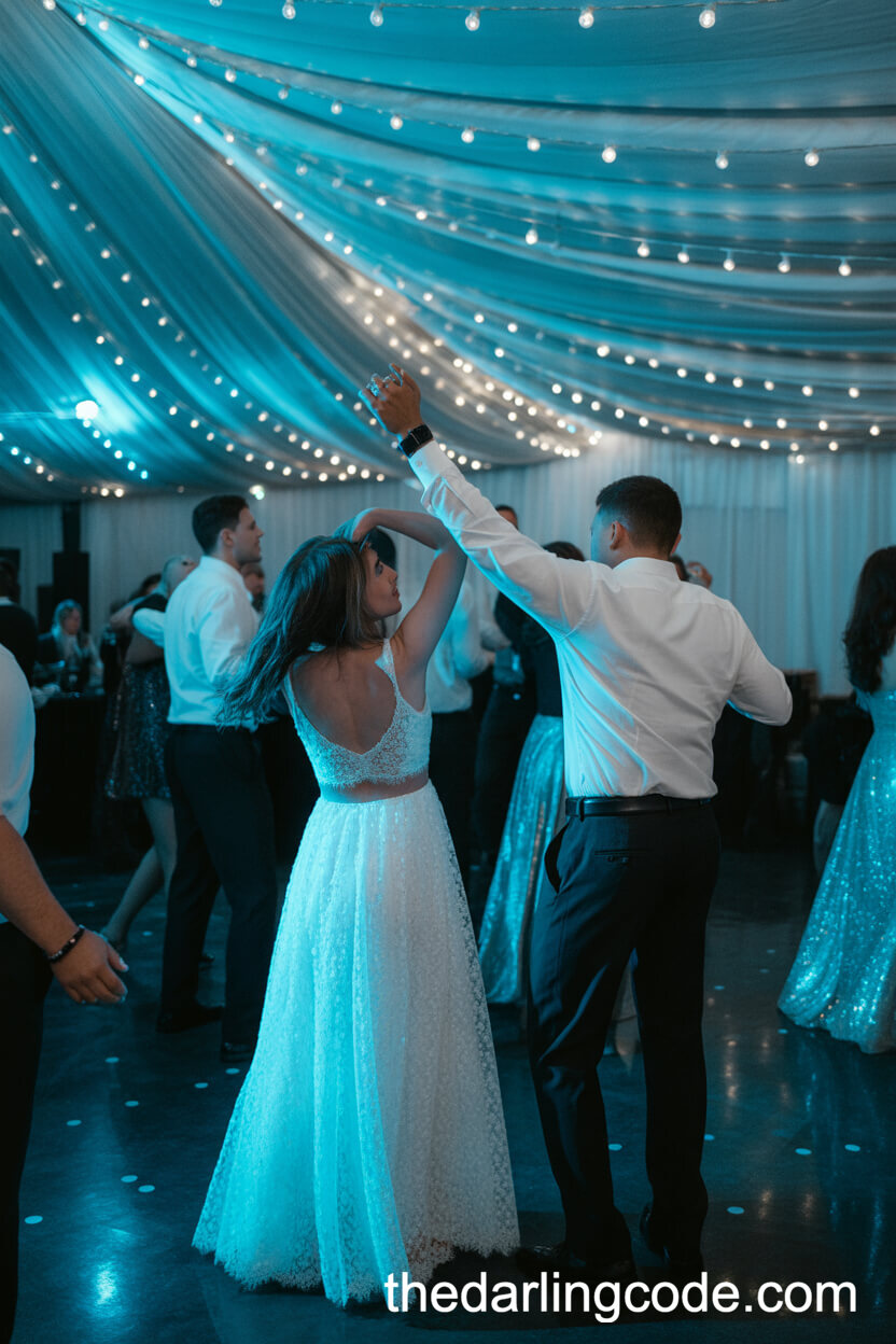 Glamorous Blue and Silver Wedding Dance Floor