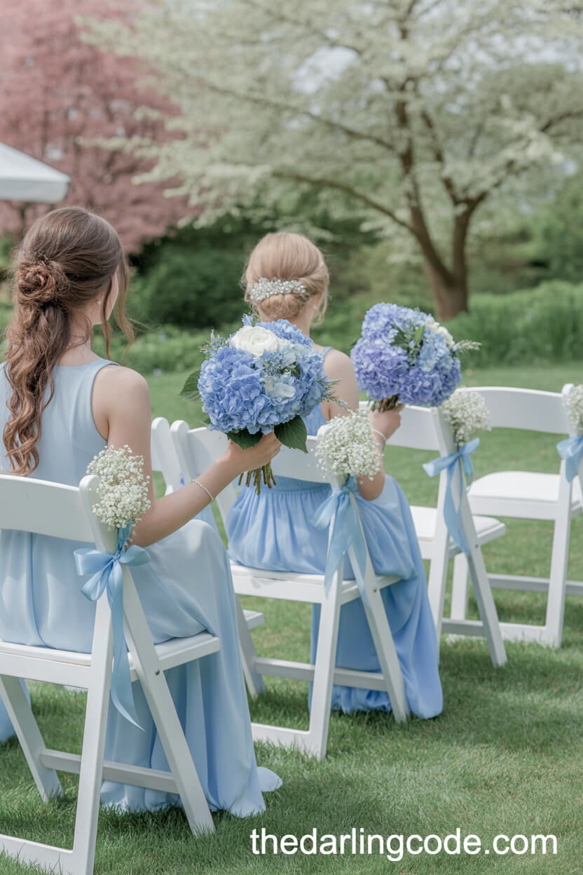 Spring Garden Ceremony with Blue Hydrangeas