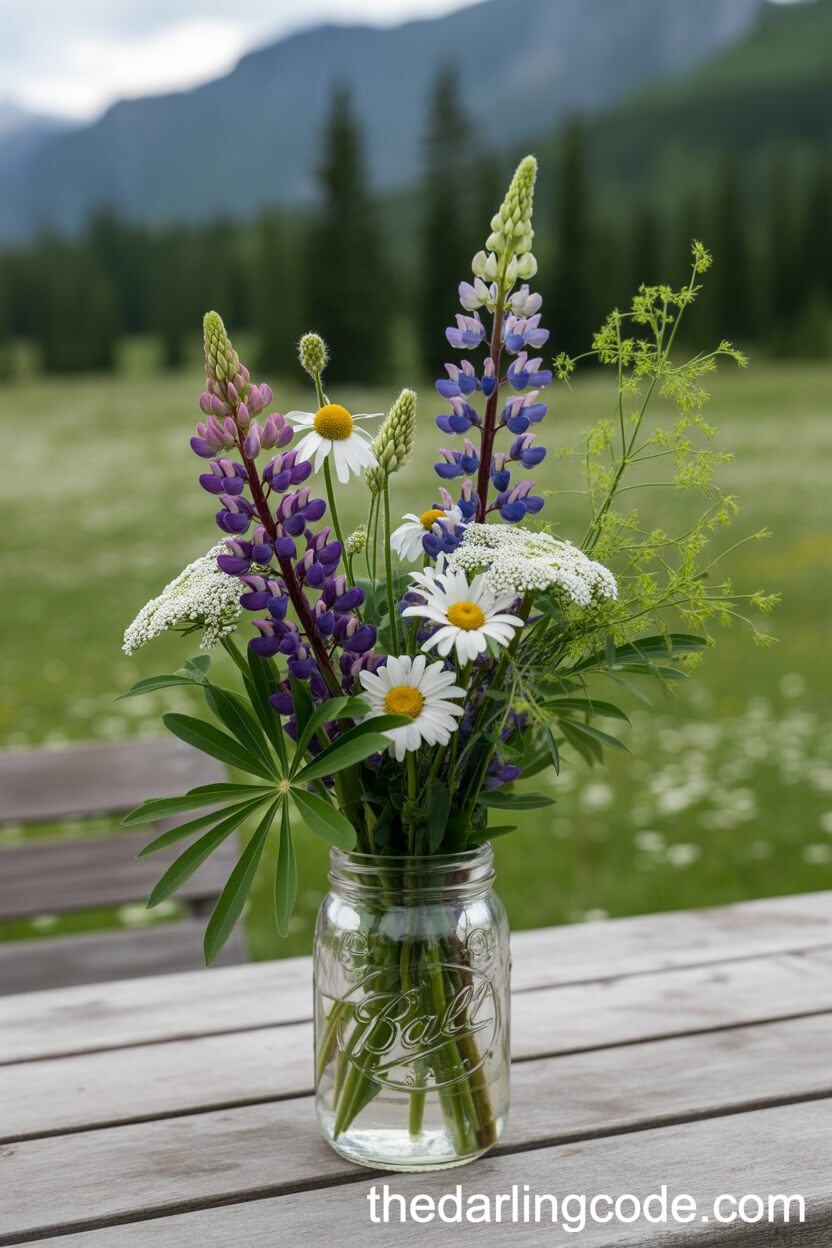 Mountain Meadow Wildflower Bouquet in a Mason Jar