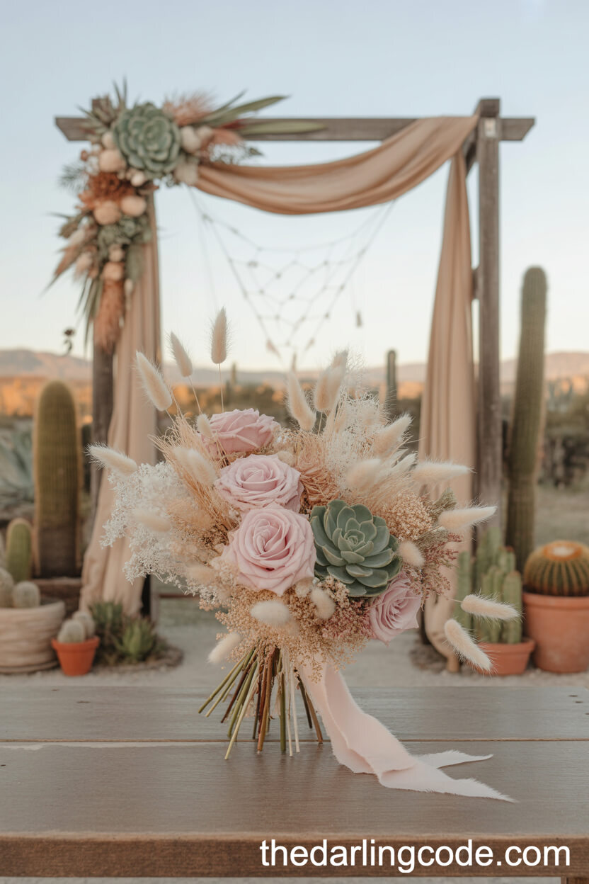 Boho Desert Bouquet with Succulents and Pampas Grass