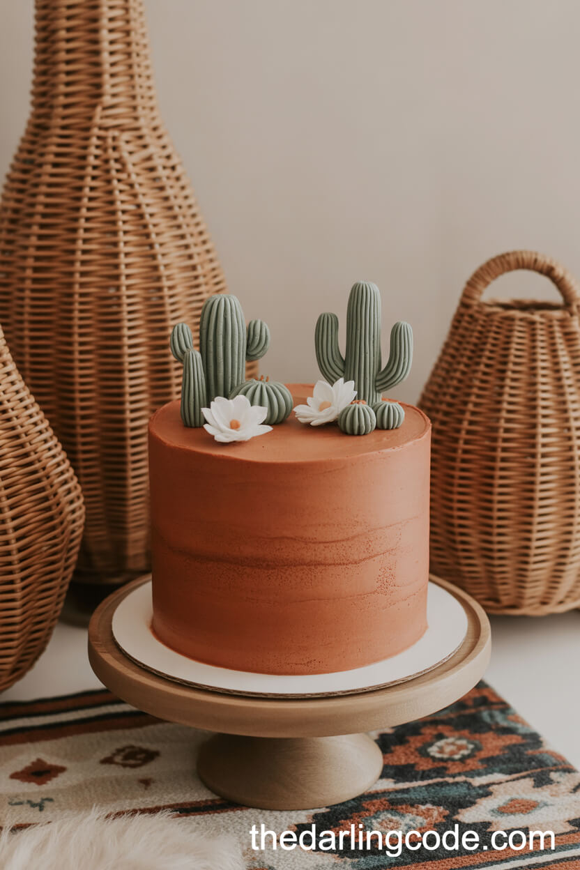 Terra-Cotta Cactus Cake with Southwestern Boho Vibes