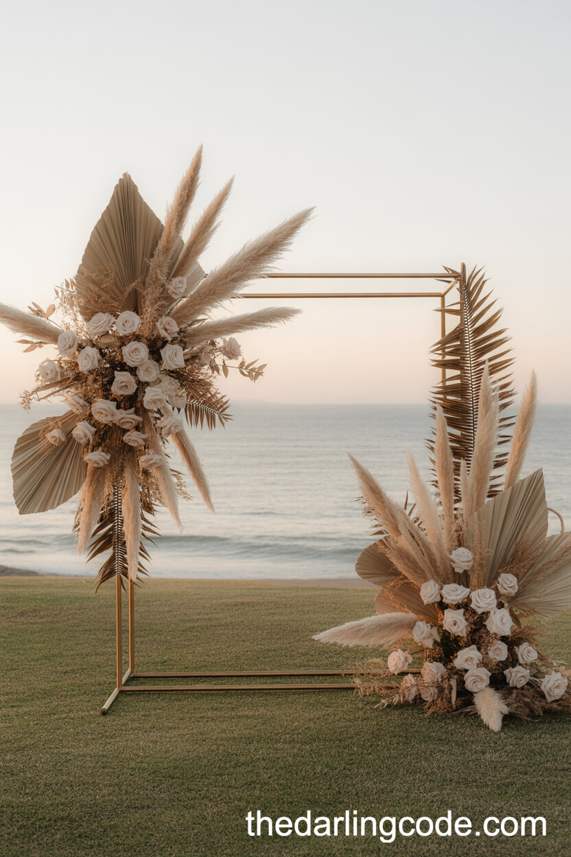 Sunset Altar with Pampas Grass and Ocean View