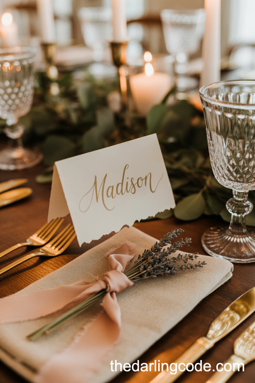 Intimate Boho Place Cards and Wildflower Table Setting