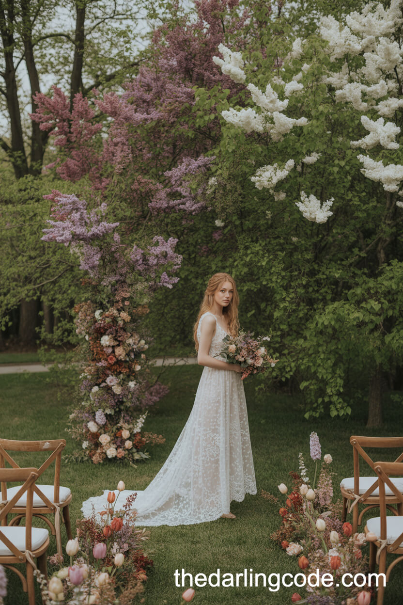 Spring Garden Ceremony Surrounded by Blooming Florals