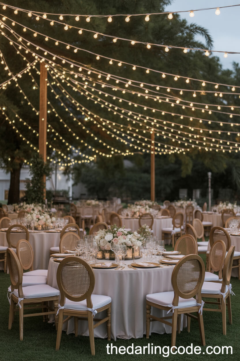 Enchanted Outdoor Reception Beneath Fairy Lights
