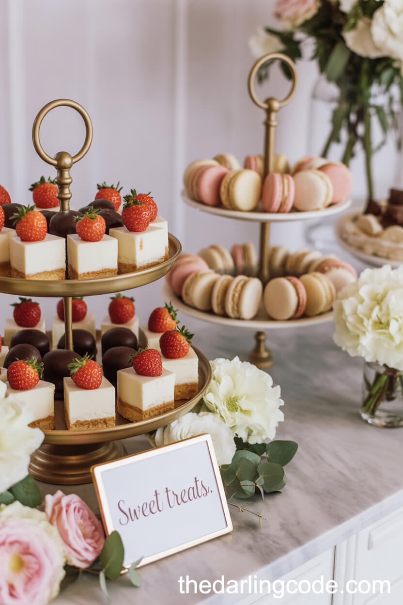 Luxurious Dessert Bar with Macarons and Treats