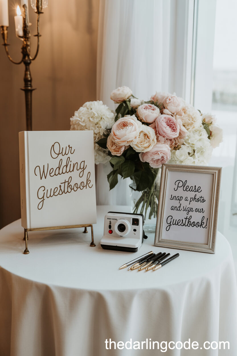 Photobooth Guestbook Table with Instant Camera