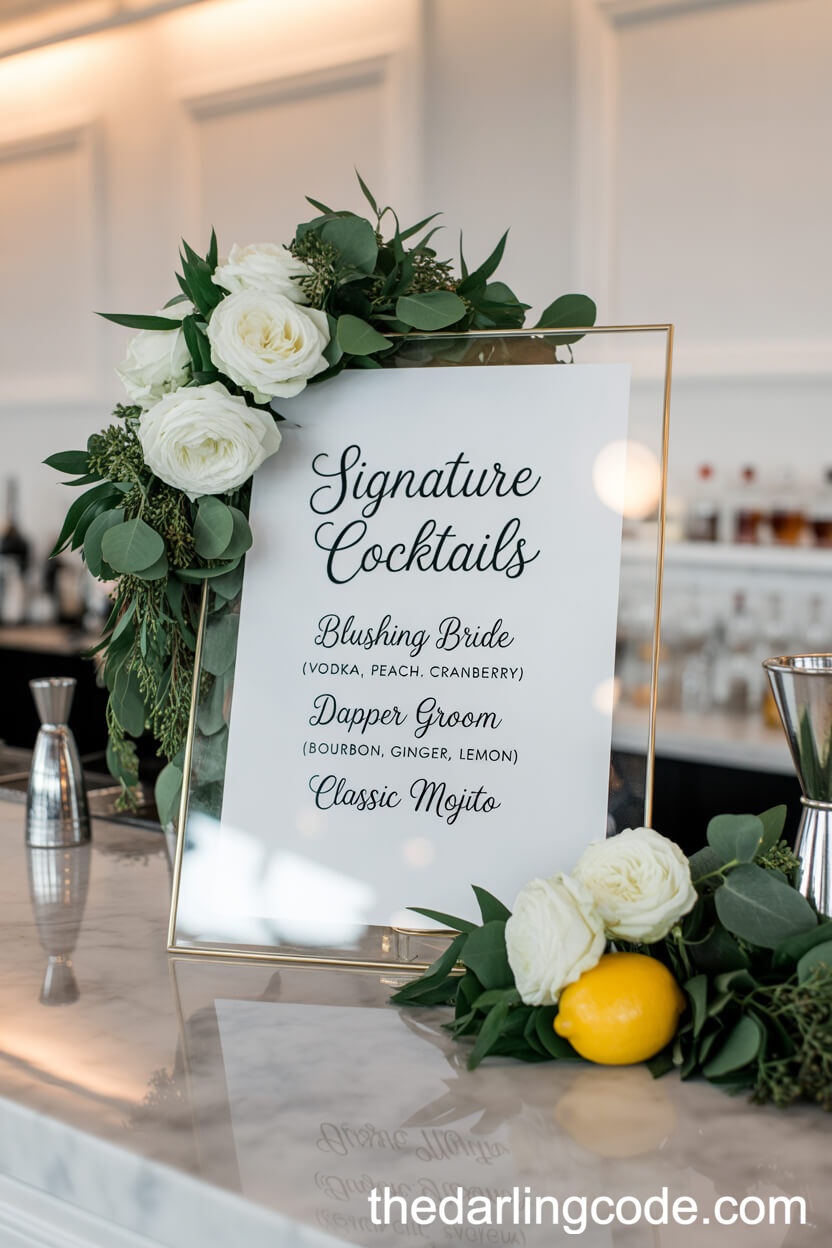 Signature Cocktail Bar with Elegant Acrylic Signage