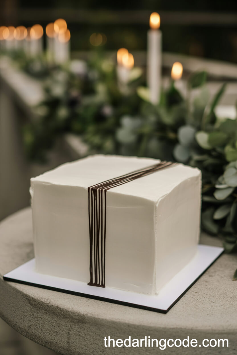 Minimalist Square Cake with Thin Black Line