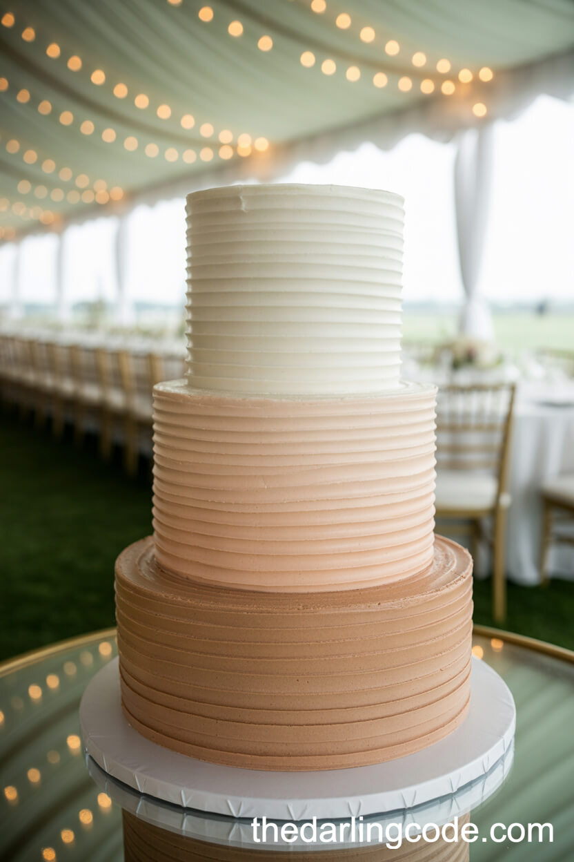 Three-Tier Ombre Cake from White to Beige