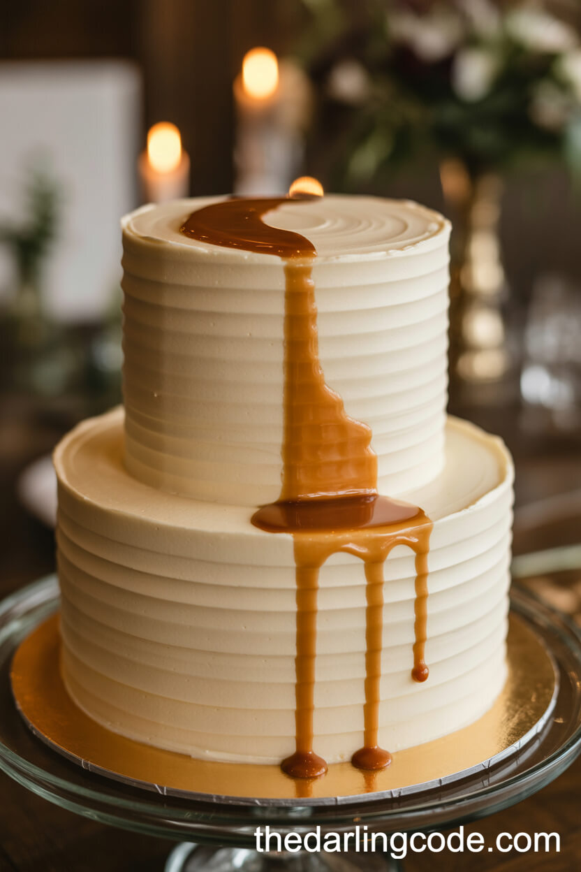 Ivory Buttercream Cake with Golden Caramel Drizzle