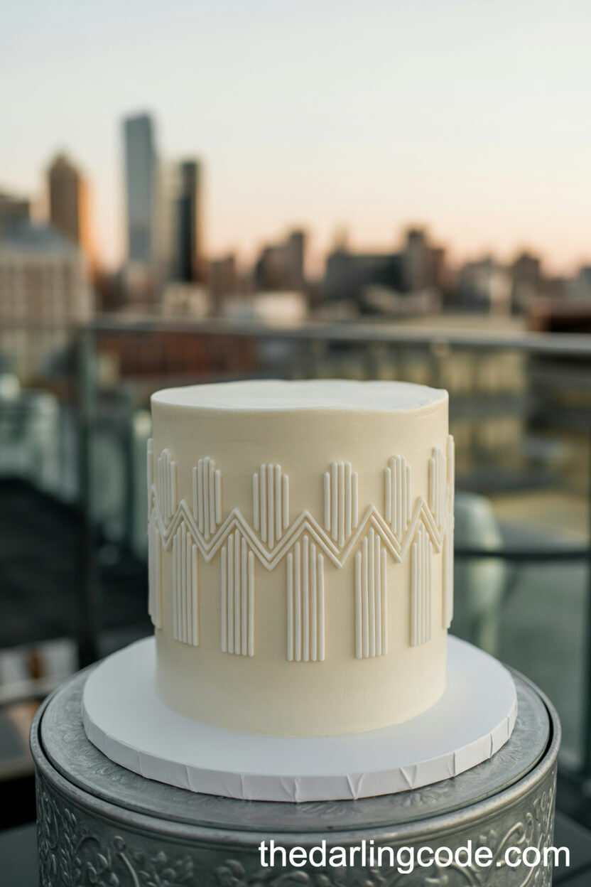 Geometric White Fondant Cake for Rooftop Celebrations