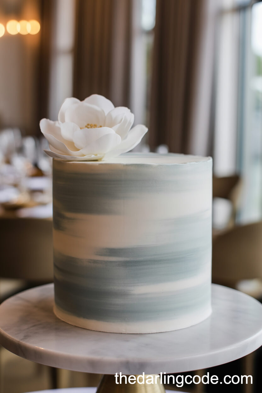 Marble Effect Single-Tier Cake with Sugar Flower