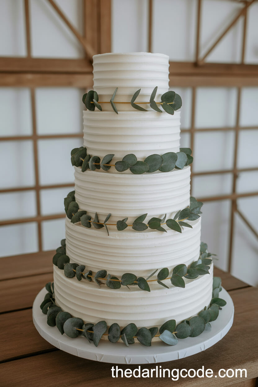 Tall Eucalyptus-Decorated Buttercream Cake