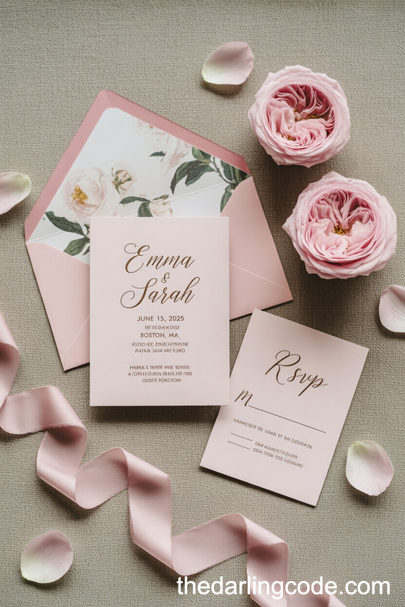 Modern Blush Pink Wedding Invitation Suite