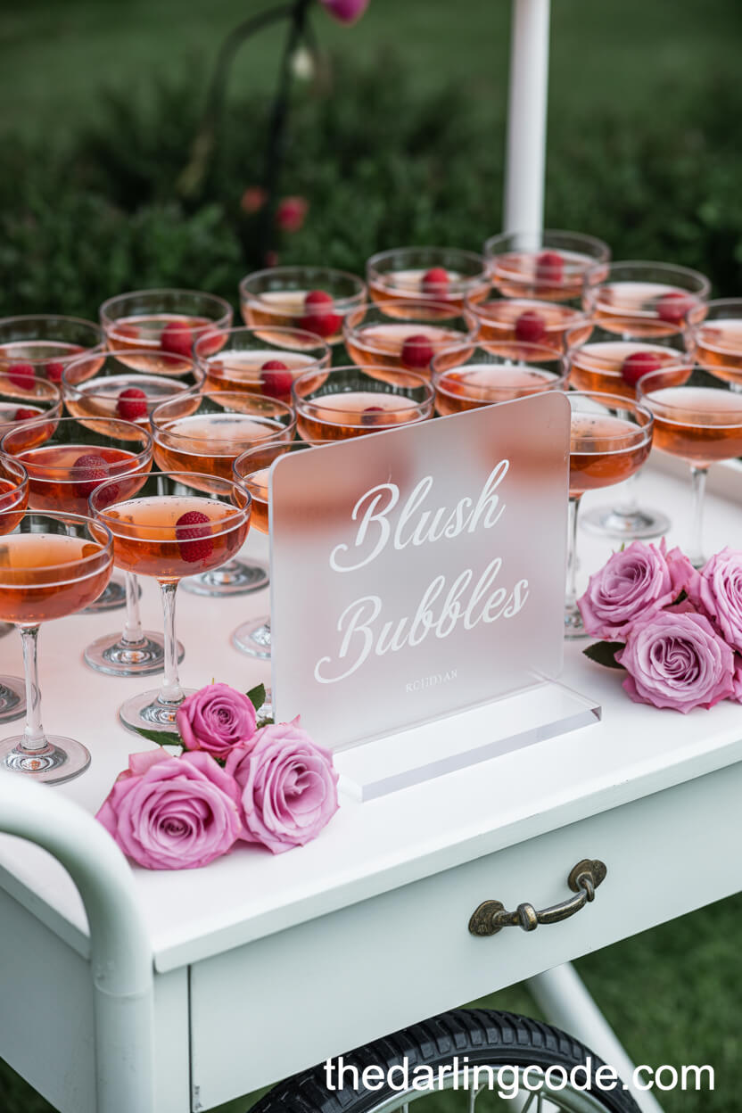 Trendy Pink Signature Drink Bar for Your Reception
