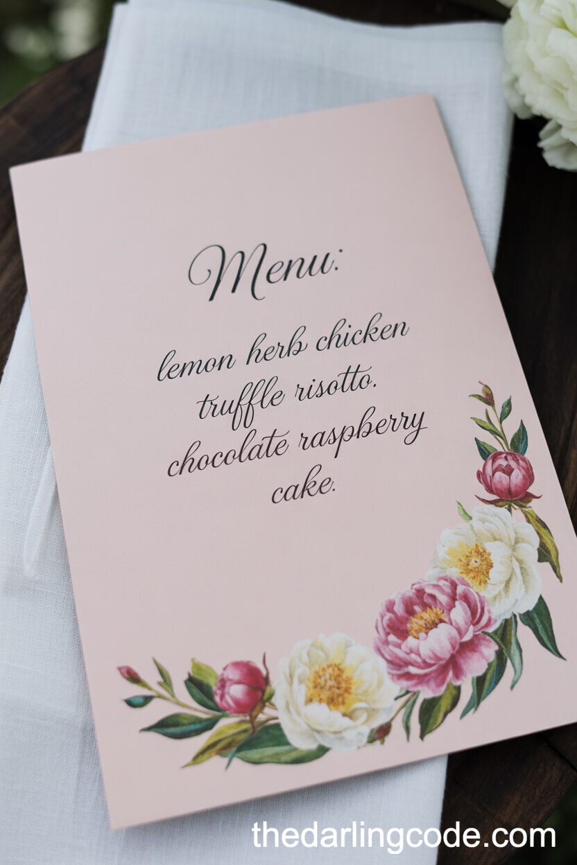 Elegant Blush Pink Watercolor Menu Design