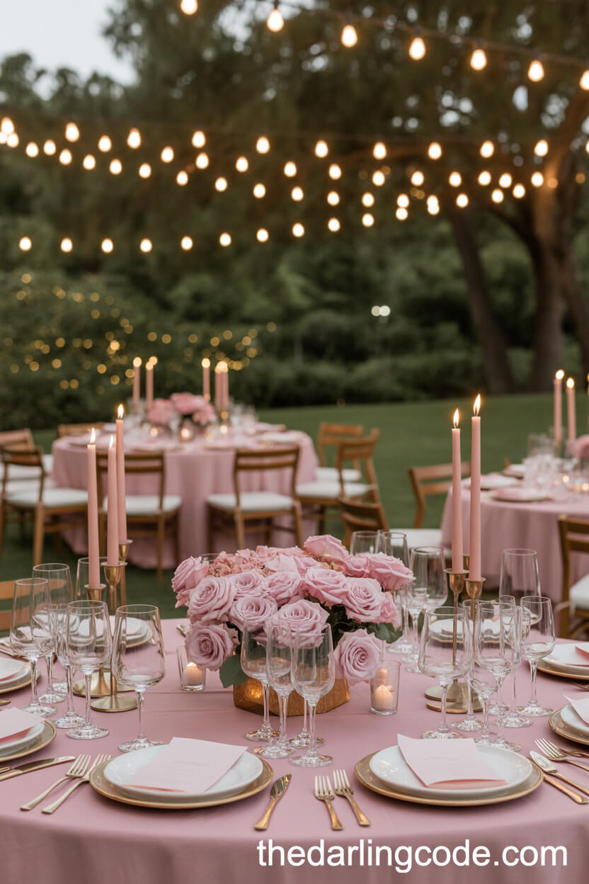 Dreamy Outdoor Dinner Reception Under String Lights