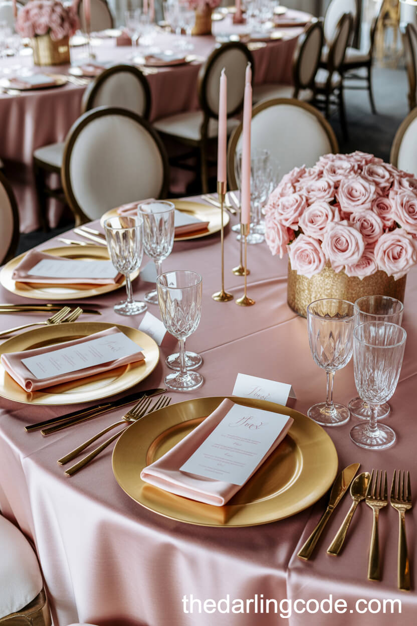 Lavish Pink Wedding Reception Table Setting