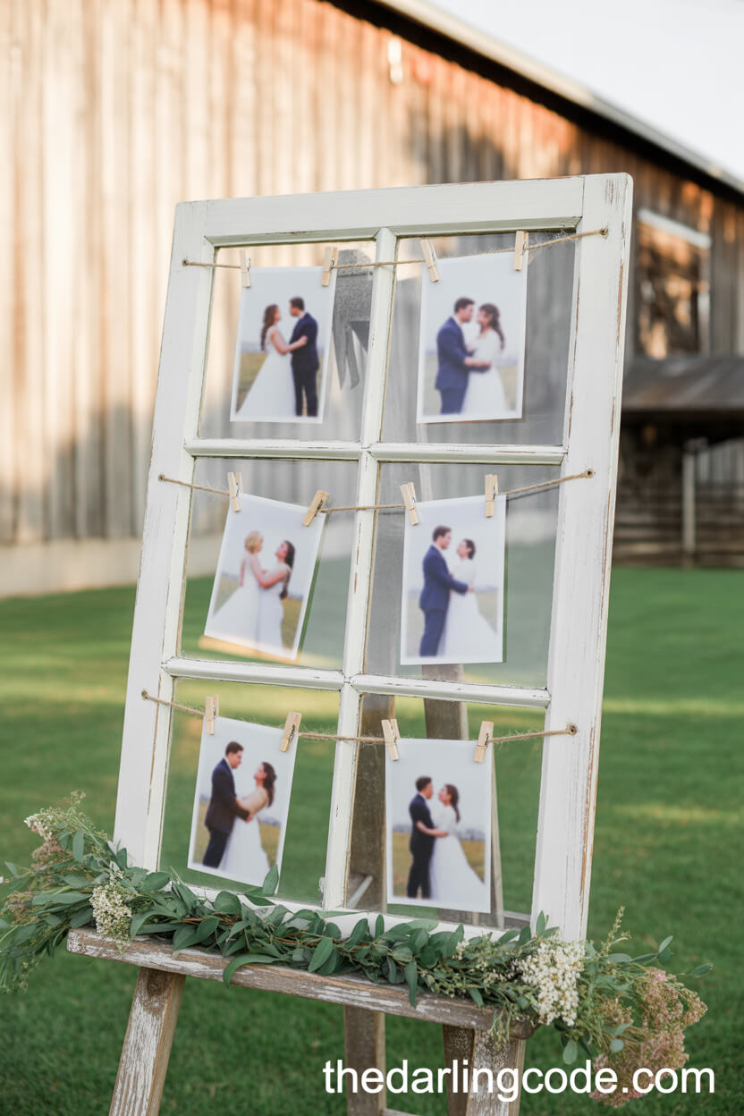 Photo Displays on Vintage Window Panes