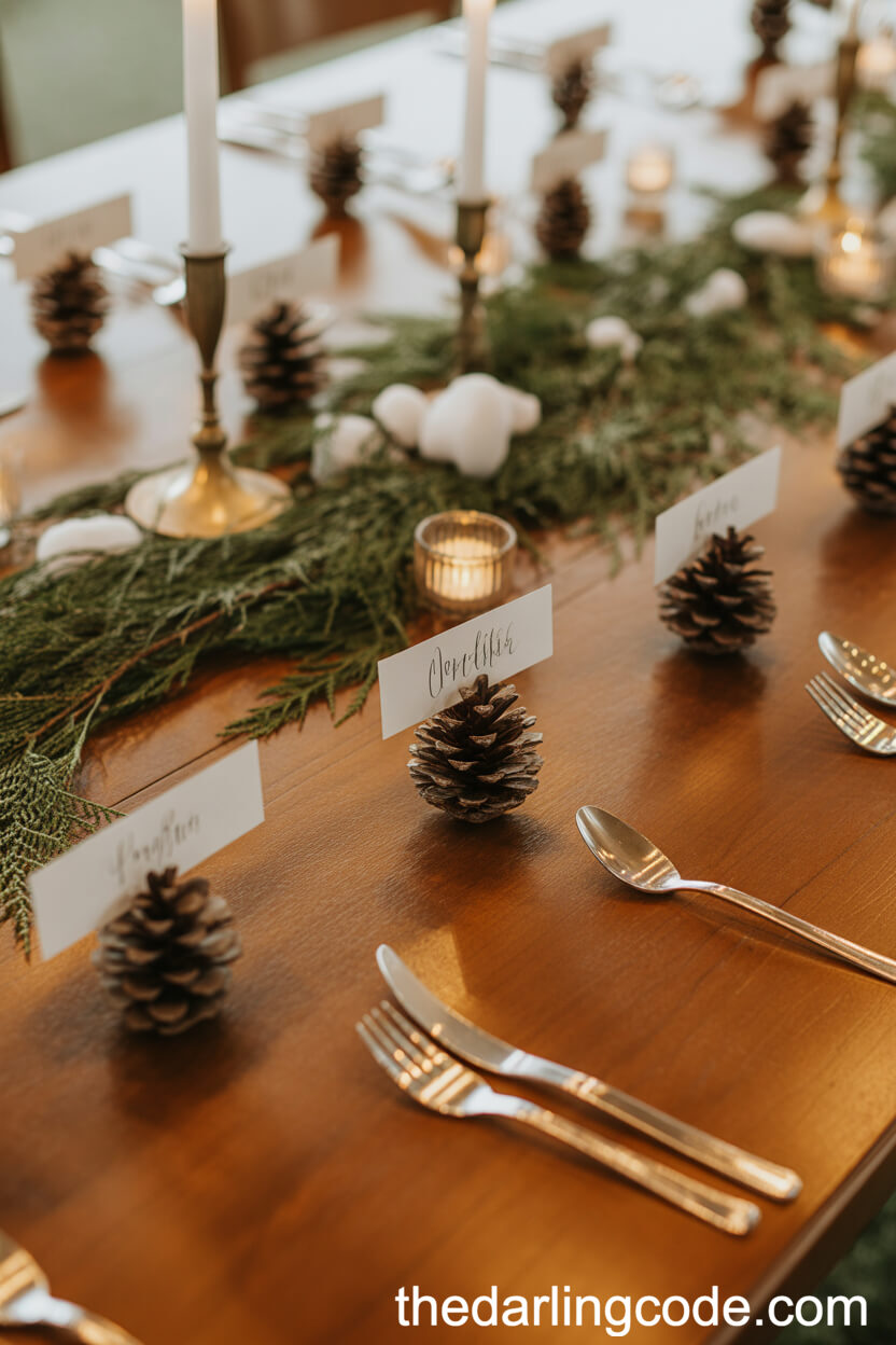 Pinecone Place Card Holders for the Reception
