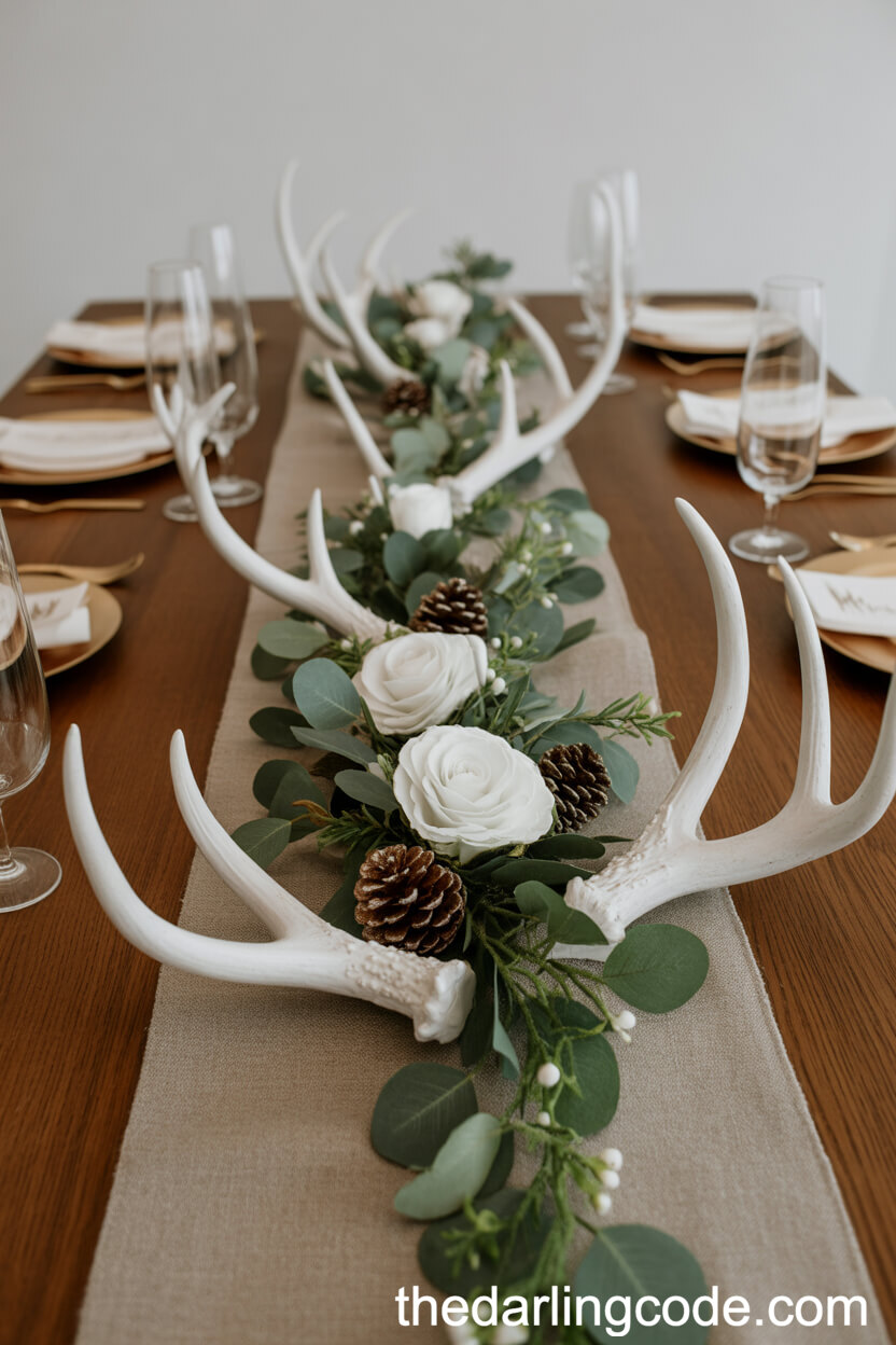 Faux Antler Centerpieces with Winter Florals