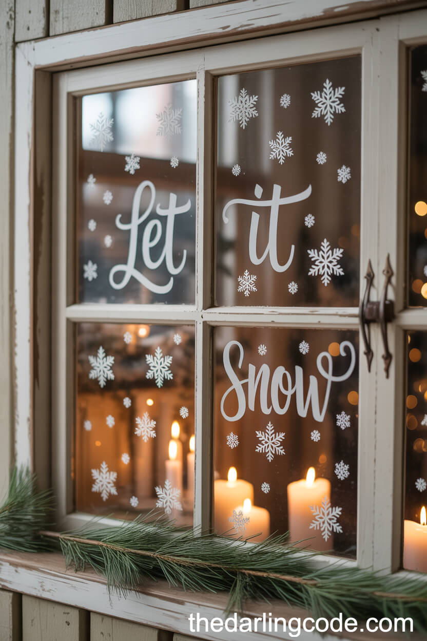 Let It Snow” Frosted Barn Window Decor
