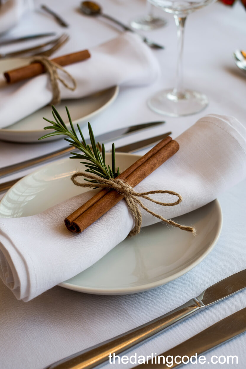Cinnamon Stick and Rosemary Napkin Ties