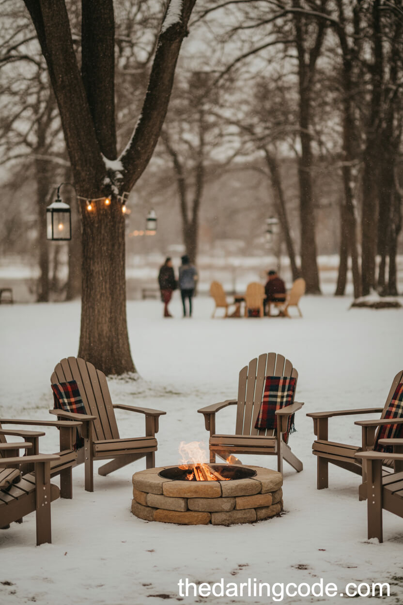 Outdoor Firepit Lounge with Adirondack Chairs