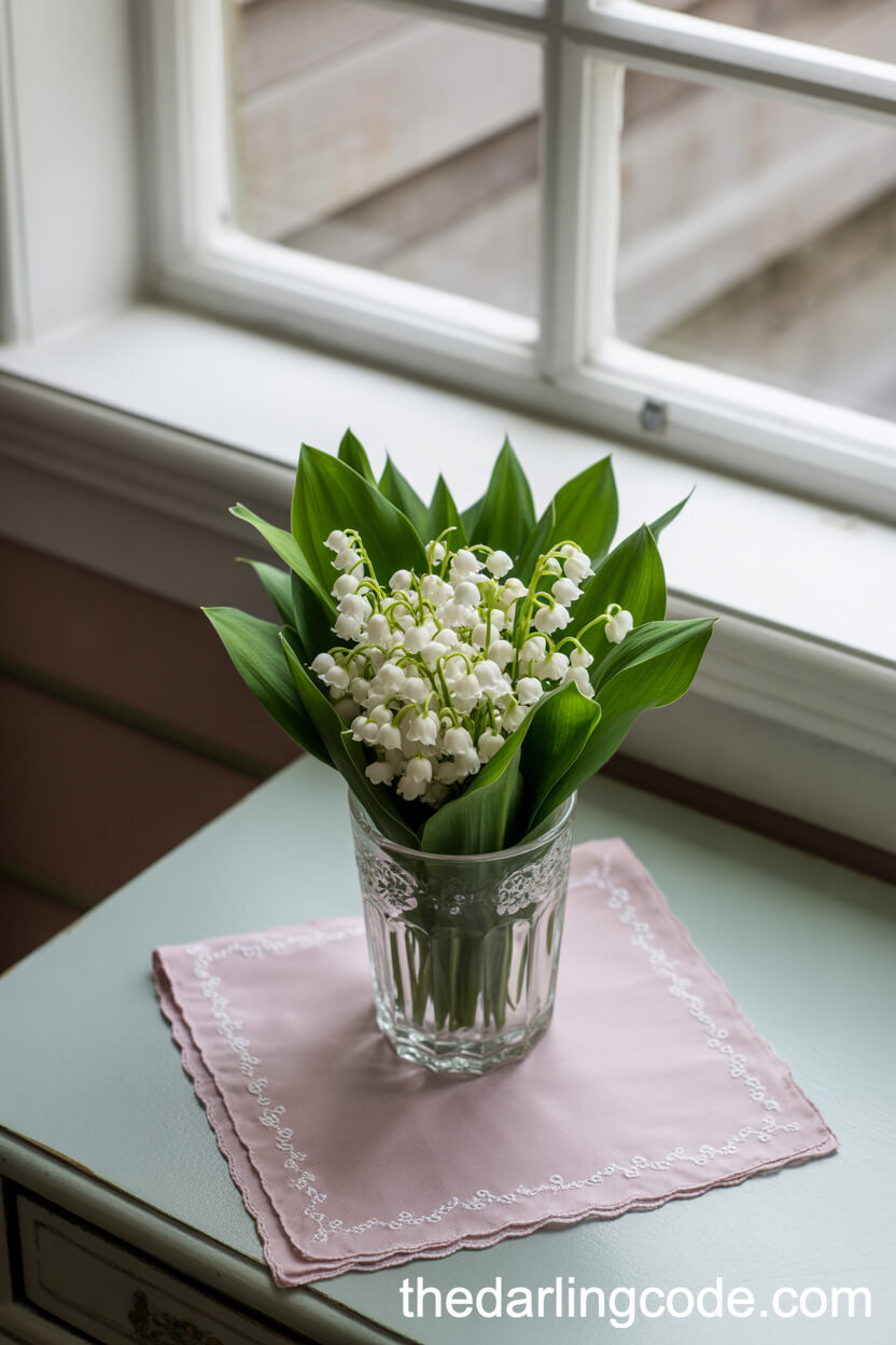 Subtle Sophistication: Lily-of-the-Valley on Vintage Linen