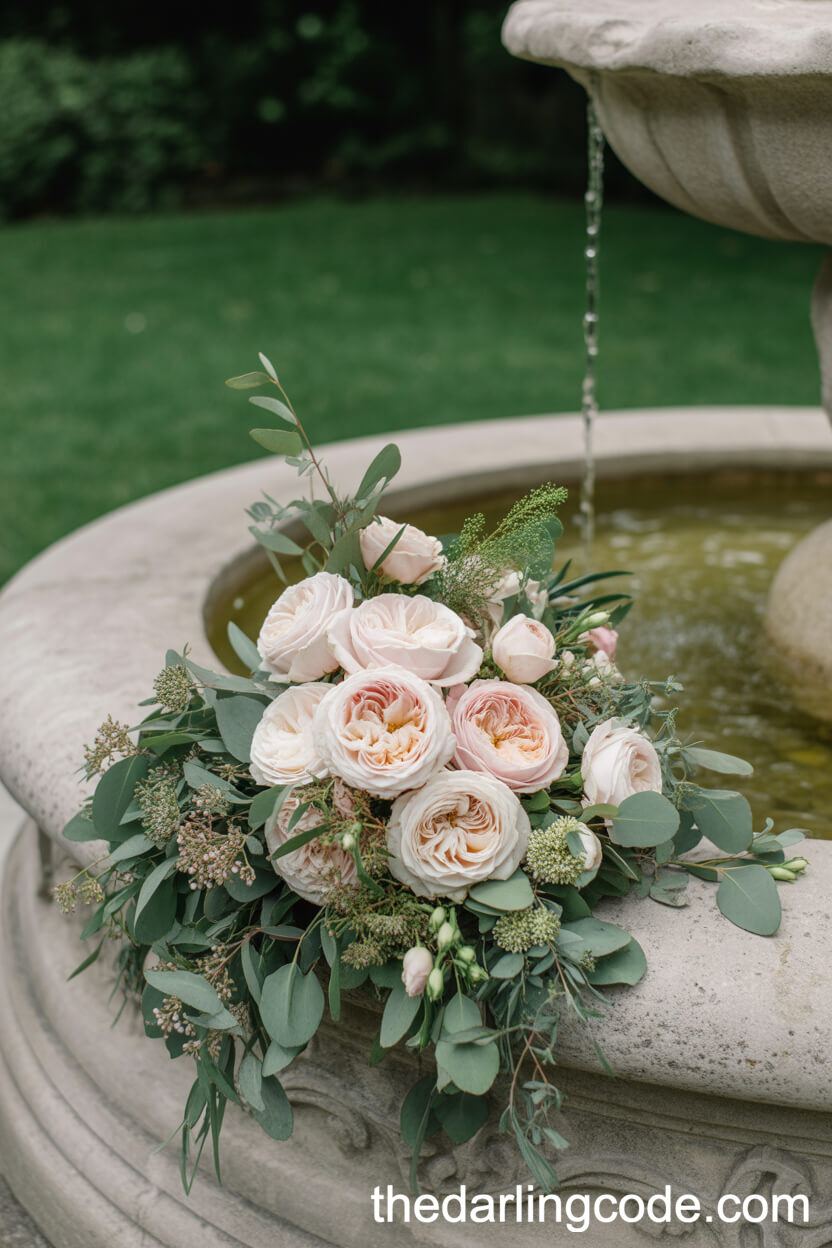 Garden Romance: Pale Pink Roses and Lush Greenery