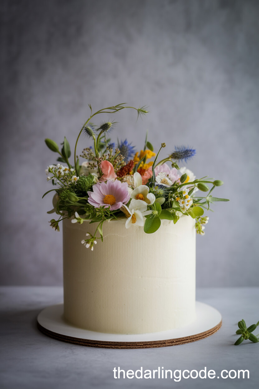 Spring Garden Wedding Cake with Edible Flowers