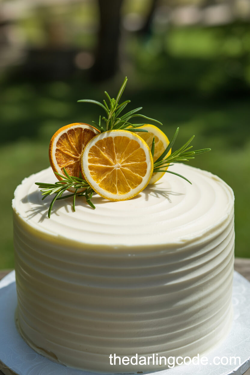 Citrus and Rosemary Garden Wedding Cake