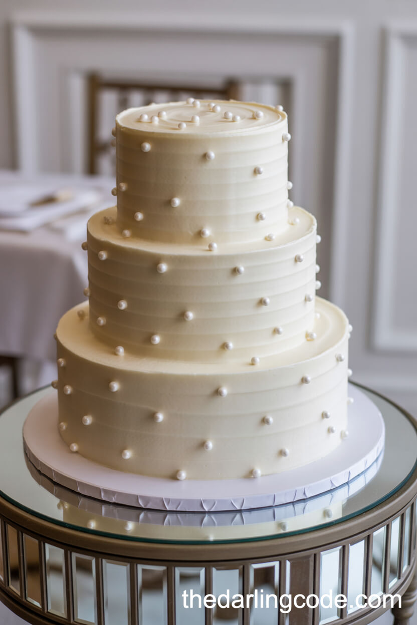 Edible Pearl Three-Tier Buttercream Wedding Cake
