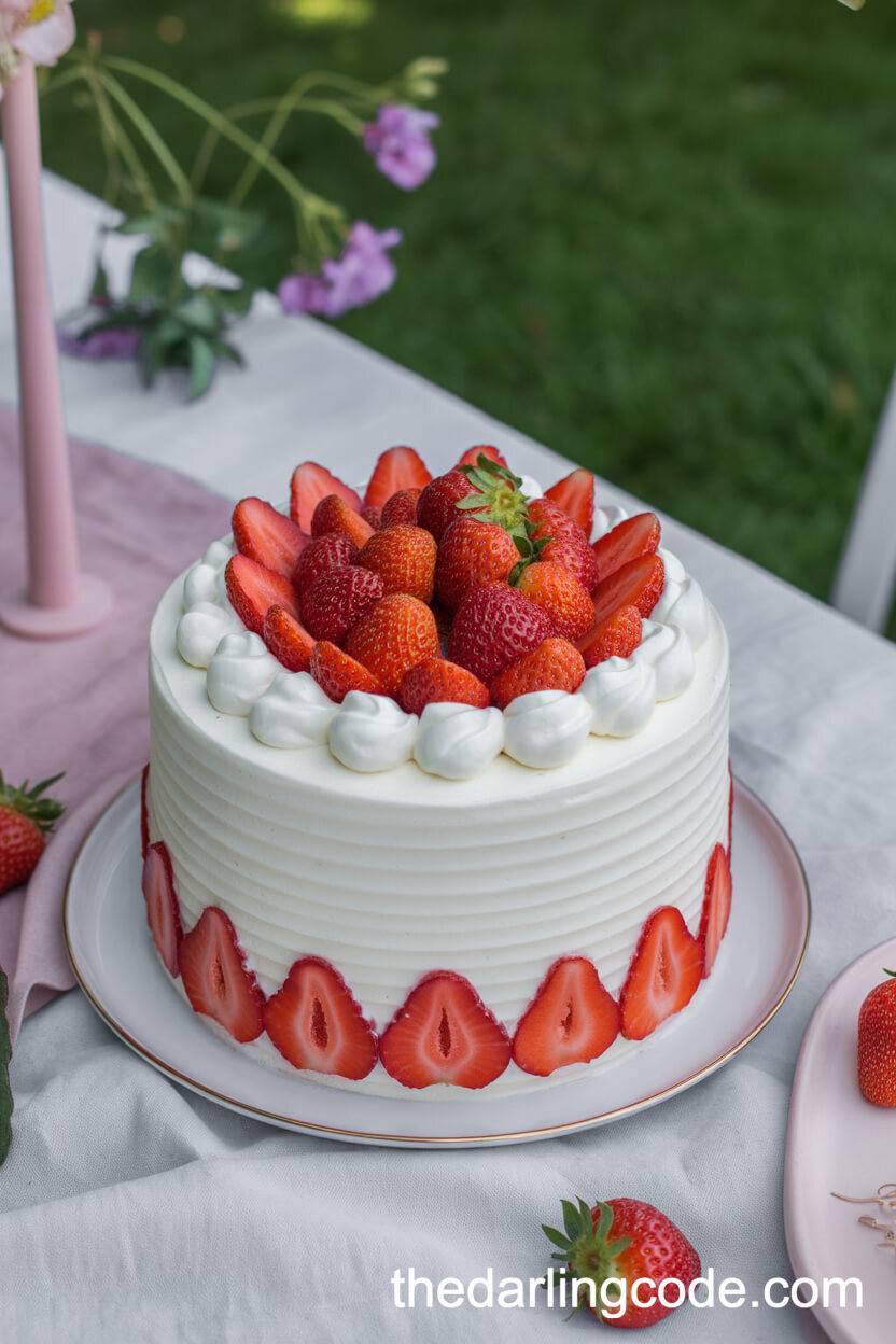 Strawberry Shortcake-Style Summer Wedding Cake