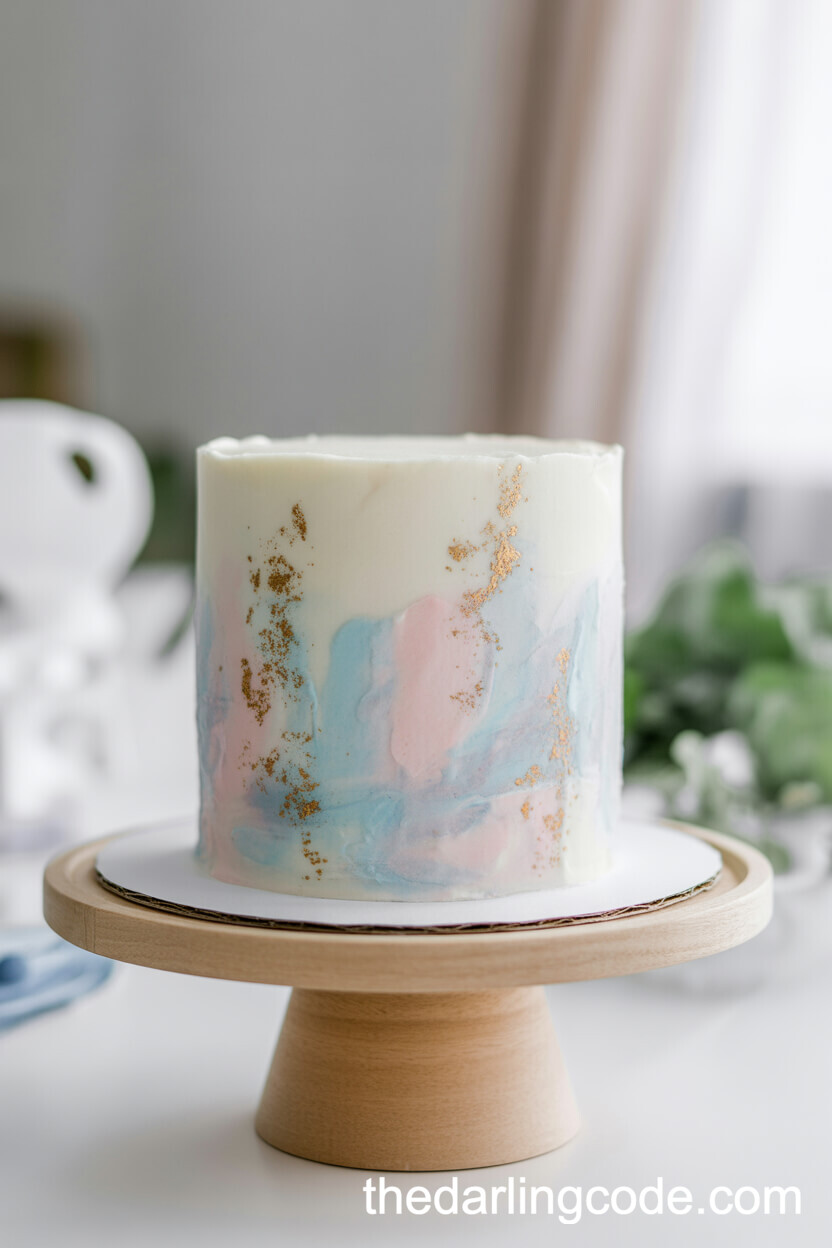 Watercolor Pastel Cake with Gold Flecks