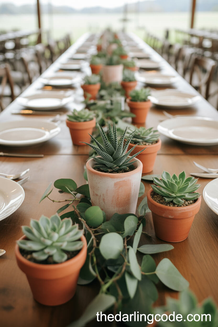 Bohemian Chic With Potted Succulent Centerpieces