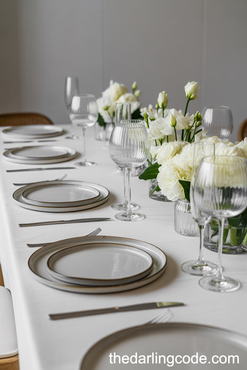 All-White Minimalist Table Setting