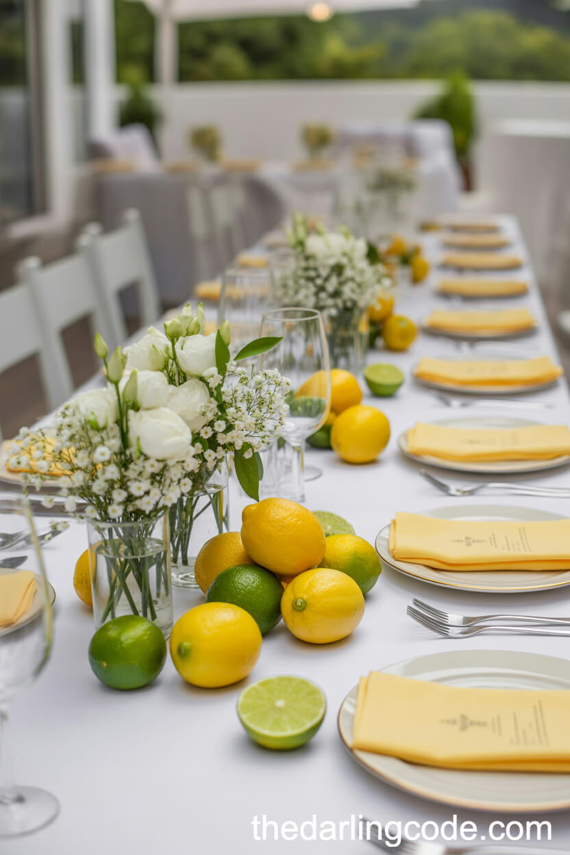 Fresh Citrus and White Florals for a Cheerful Table