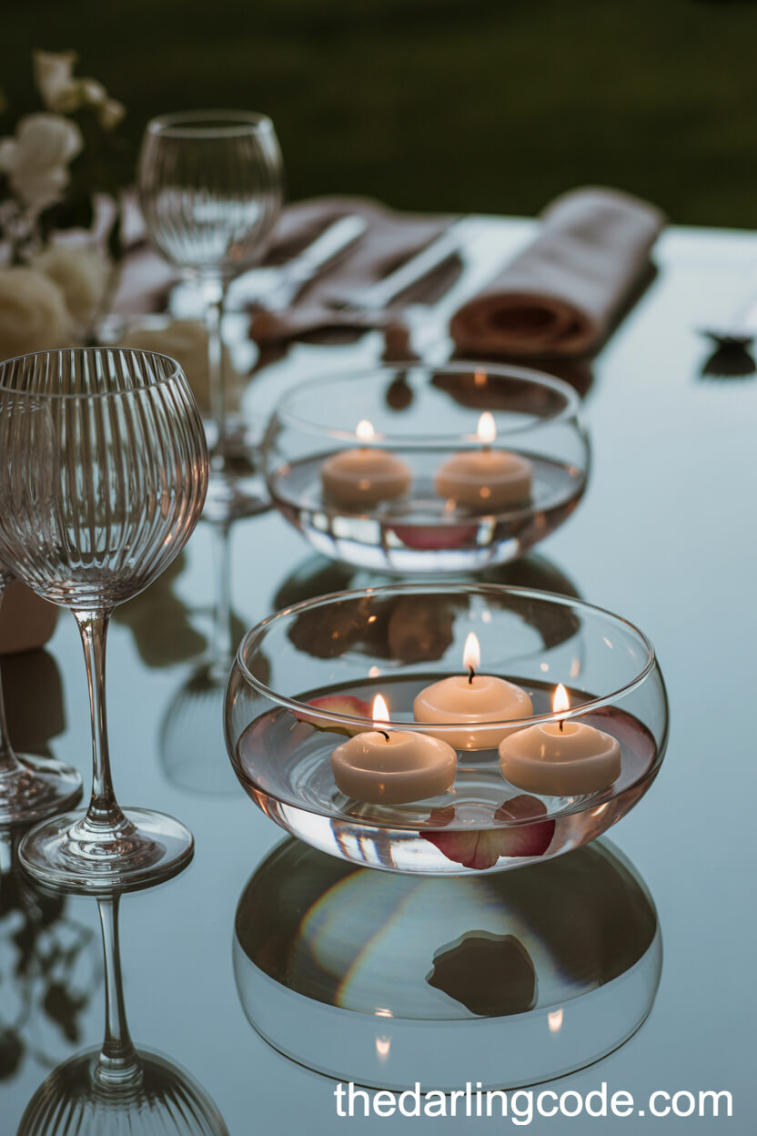 Floating Candles and Rose Petals for Soft Elegance