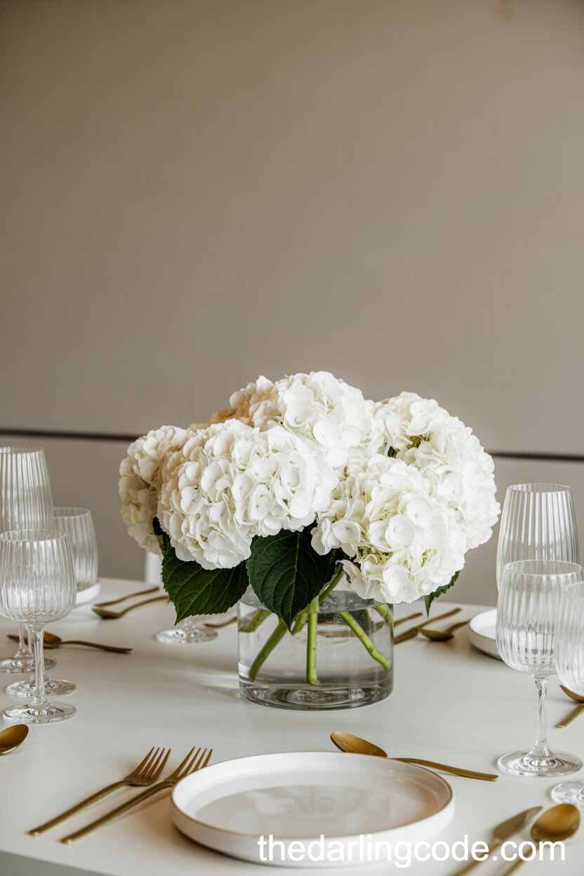 Statement Hydrangea Centerpiece With Modern Minimalism