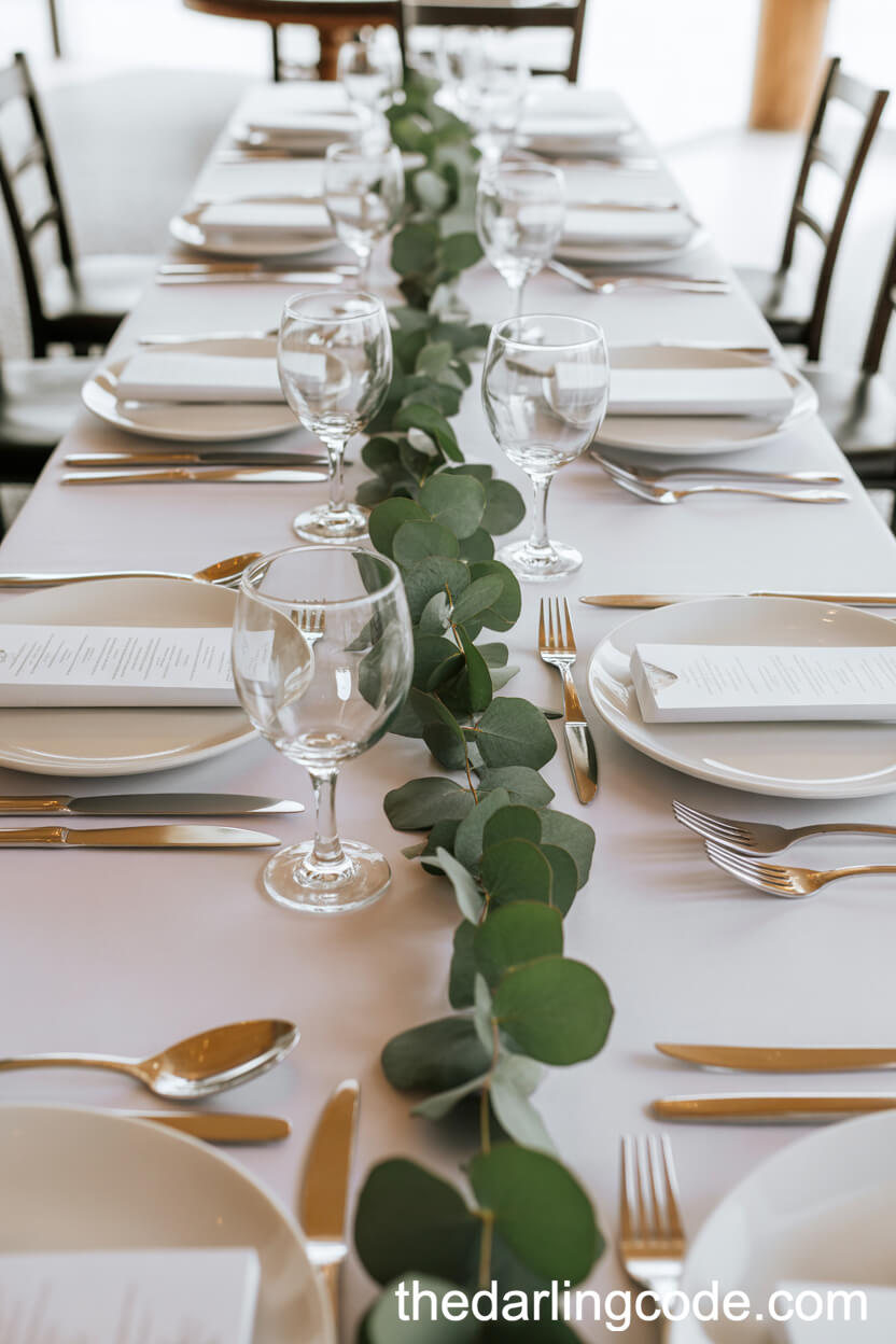 Minimalist Eucalyptus Garland Centerpiece