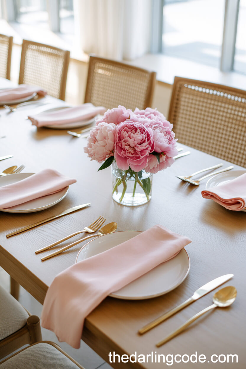 Elegant Blush Pink and Gold Table Setting
