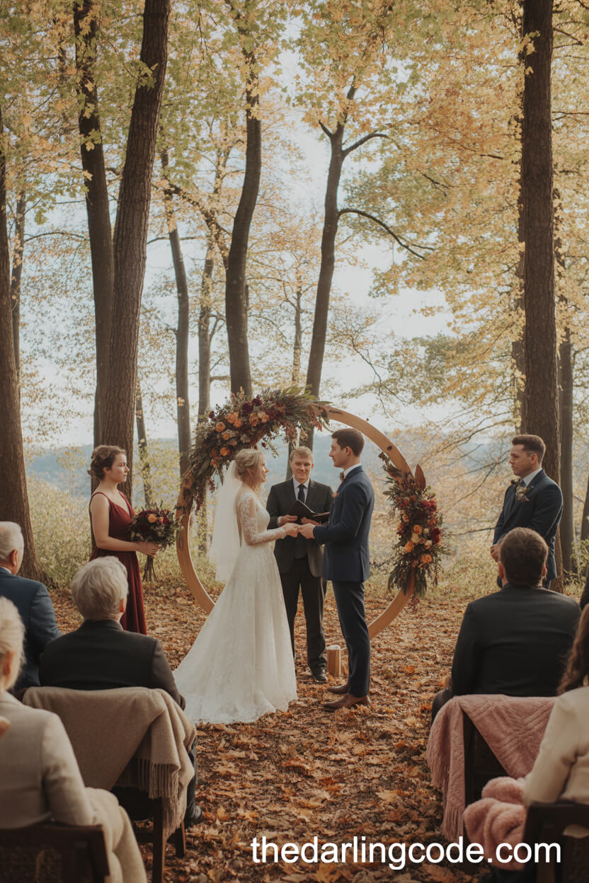 A Cozy Autumn Forest Wedding Ceremony