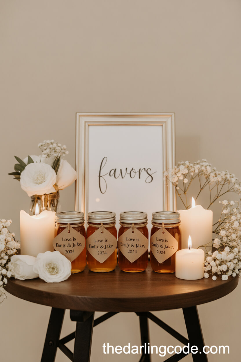 Honey Jar Favors With Custom Wedding Tags